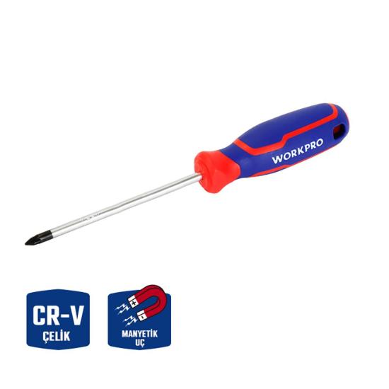 WORKPRO WP221035 PZ0x75mm CR-V Manyetik Profesyonel Yıldız Tornavida