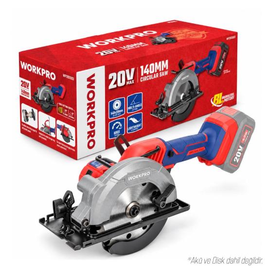 WORKPRO WP393003 20Volt 140mm Kömürsüz Profesyonel Daire Testere (Akü Dahil Değildir)