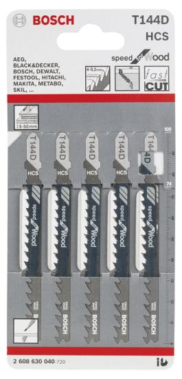 Bosch Hızlı Kesim Serisi Ahşap İçin T 144 D Dekupaj Testeresi Bıçağı - 5’Li Paket