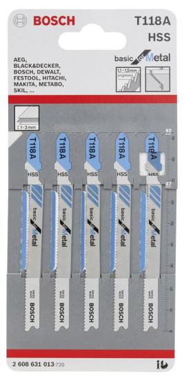 Bosch Ekonomik Seri Metal İçin T 118 A Dekupaj Testeresi Bıçağı - 5’Li Paket
