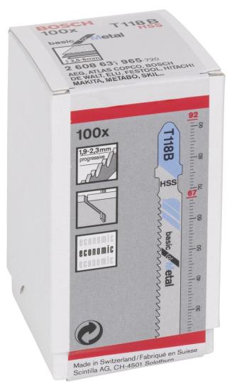 Bosch Ekonomik Seri Metal İçin T 118 B Dekupaj Testeresi Bıçağı - 100’Lü Paket