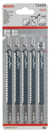 Bosch Hızlı Kesim Serisi Ahşap İçin T 344 D Dekupaj Testeresi Bıçağı - 5’Li Paket