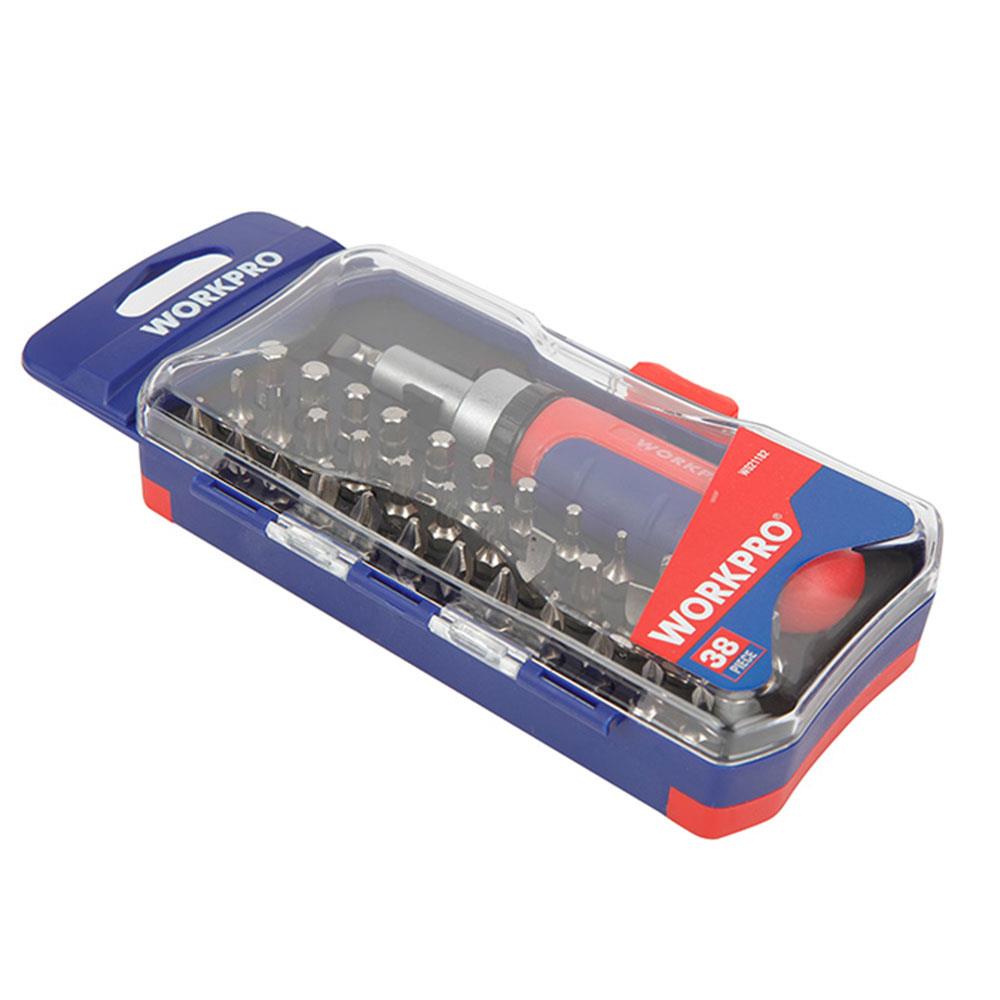 WORKPRO WP200517 38 Parça Profesyonel CR-V Cırcırlı Bits Tornavida Seti