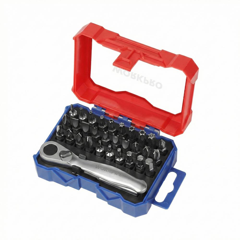 WORKPRO WP200534 32 Parça 1/4’’ Profesyonel Mini Cırcır Lokma Kollu Bits Vidalama Seti