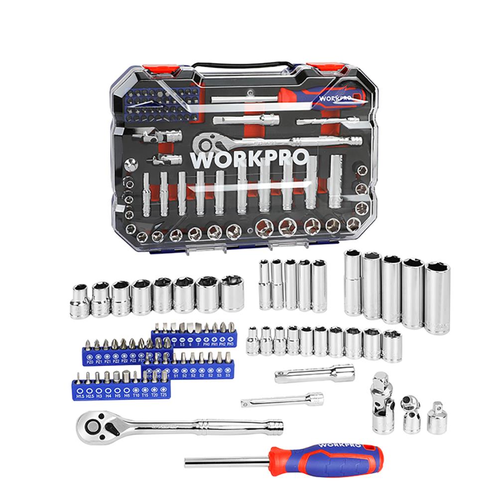 WORKPRO WP202524 1/4’’ 3/8’’ Metrik 75 Parça Cr-V Profesyonel Lokma Takımı