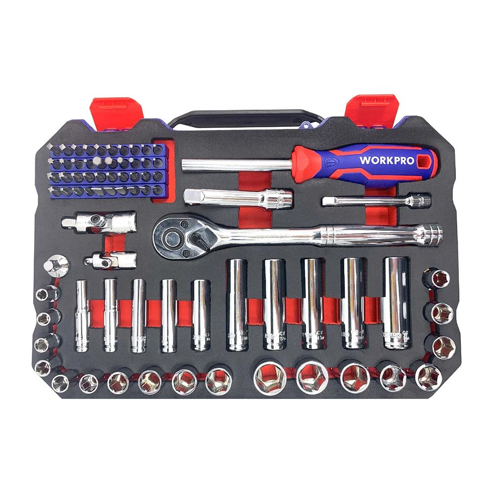 WORKPRO WP202524 1/4’’ 3/8’’ Metrik 75 Parça Cr-V Profesyonel Lokma Takımı