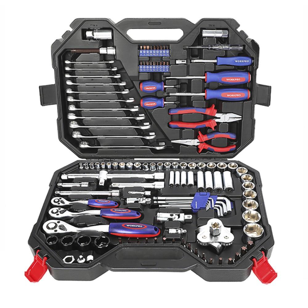WORKPRO WP202533 1/4’’ 3/8’’ 1/2’’ 123 Parça Cr-V Metrik Ağır Hizmet Lokma ve Kombine Anahtar Takımı