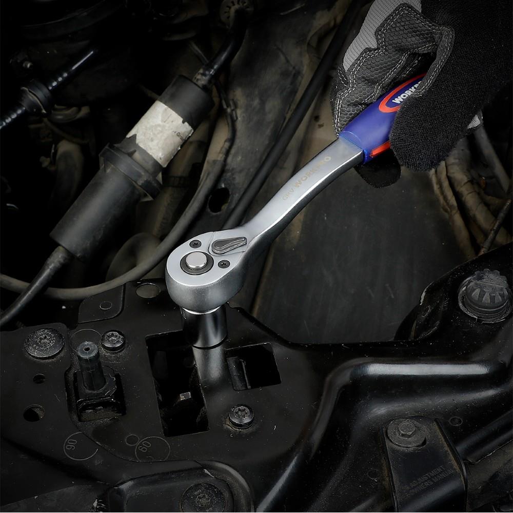 WORKPRO WP202533 1/4’’ 3/8’’ 1/2’’ 123 Parça Cr-V Metrik Ağır Hizmet Lokma ve Kombine Anahtar Takımı