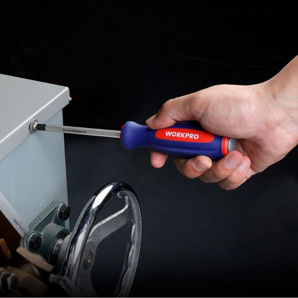 WORKPRO WP202533 1/4’’ 3/8’’ 1/2’’ 123 Parça Cr-V Metrik Ağır Hizmet Lokma ve Kombine Anahtar Takımı
