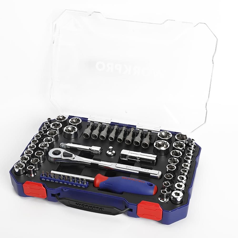 WORKPRO WP202566 1/4’’ 3/8’’ Metrik/İnç 63 Parça Cr-V Profesyonel Lokma Takımı