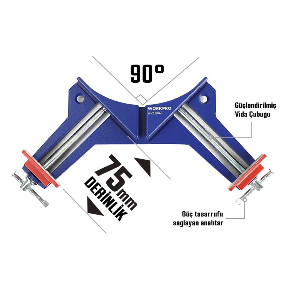 WORKPRO WP232043 75mm 90° Profesyonel Köşe İşkence