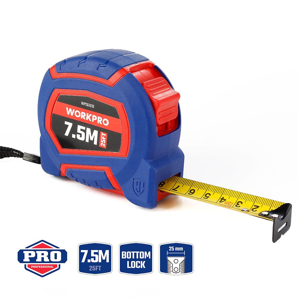WORKPRO WP261010 7,5Mx25mm/25Ft. Naylon Kaplama Sarı Çelik Şerit Metre
