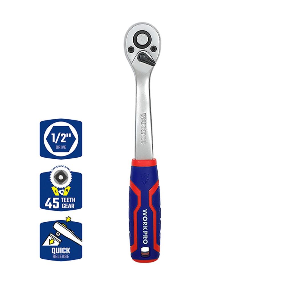 WORKPRO WP271009 1/2’’ Cr-V Profesyonel Cırcır Lokma Kolu