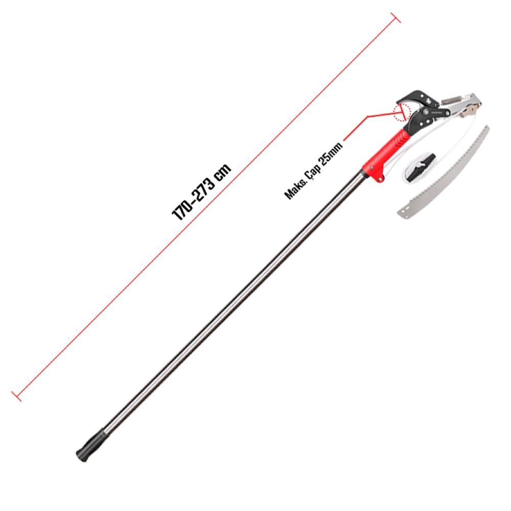 WORKPRO WP333006 270cm 2 IN 1 Teleskobik Saplı Profesyonel Ağaç Budama Testeresi ve 25mm Dal Budama Makası