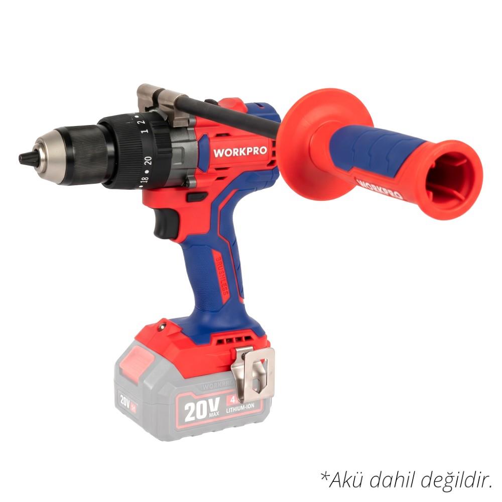 WORKPRO WP390017 20Volt 120Nm. Kömürsüz Profesyonel Şarjlı Darbeli Matkap (Akü Dahil Değildir)