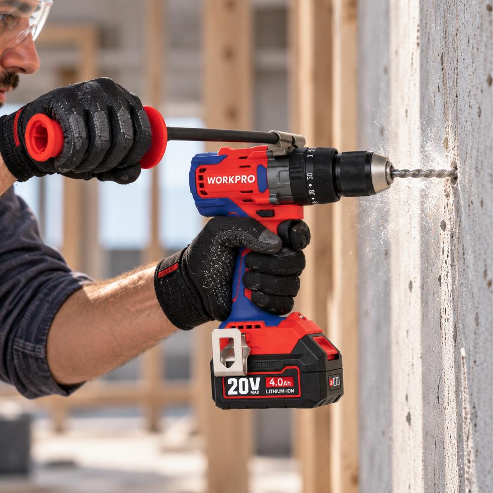 WORKPRO WP390017 20Volt 120Nm. Kömürsüz Profesyonel Şarjlı Darbeli Matkap (Akü Dahil Değildir)