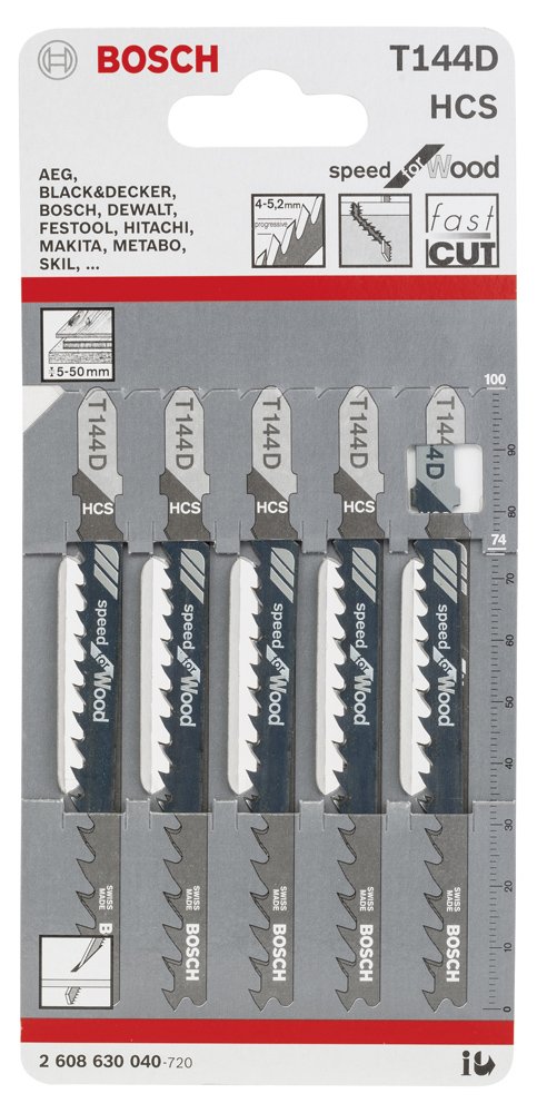 Bosch Hızlı Kesim Serisi Ahşap İçin T 144 D Dekupaj Testeresi Bıçağı - 5’Li Paket