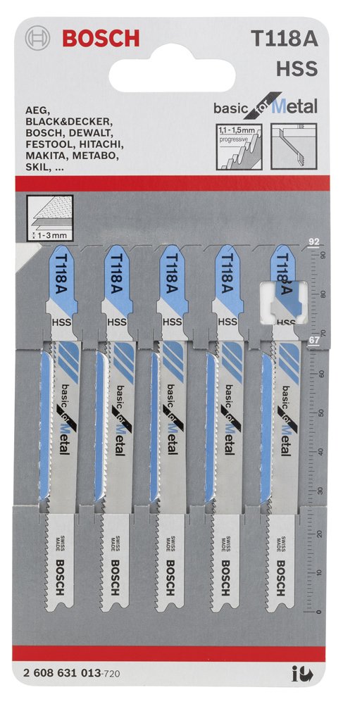 Bosch Ekonomik Seri Metal İçin T 118 A Dekupaj Testeresi Bıçağı - 5’Li Paket