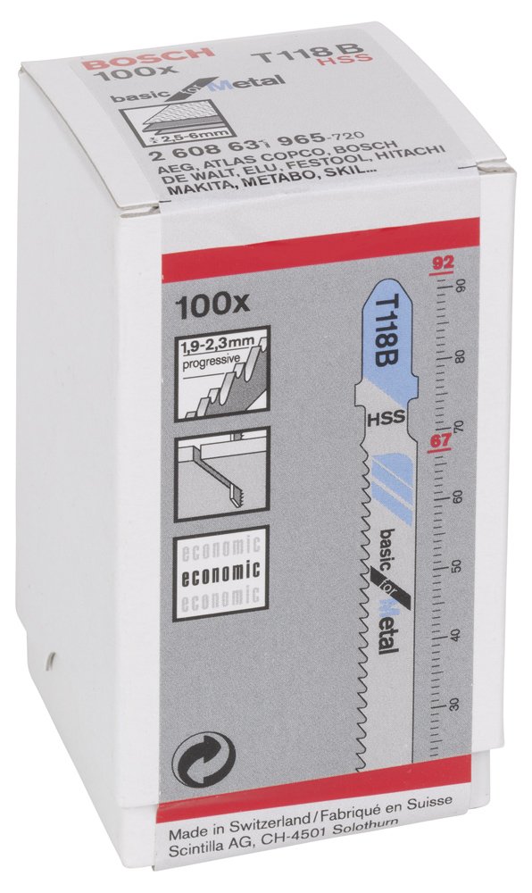 Bosch Ekonomik Seri Metal İçin T 118 B Dekupaj Testeresi Bıçağı - 100’Lü Paket