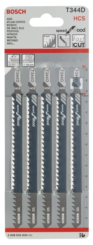 Bosch Hızlı Kesim Serisi Ahşap İçin T 344 D Dekupaj Testeresi Bıçağı - 5’Li Paket